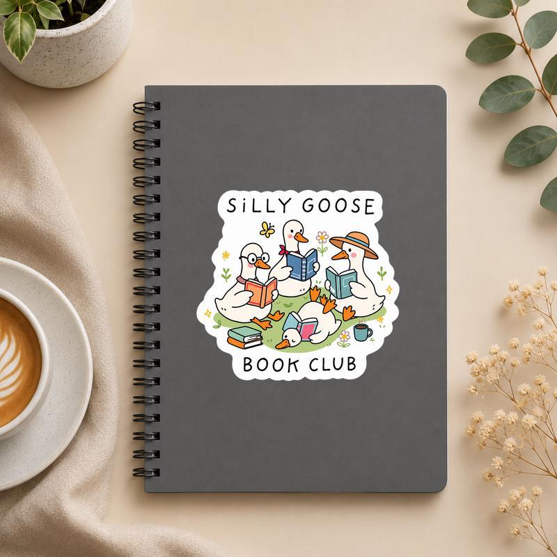 Silly Goose Book Club - Whimsical Reading Friend Vibes Sticker - Bookorys
