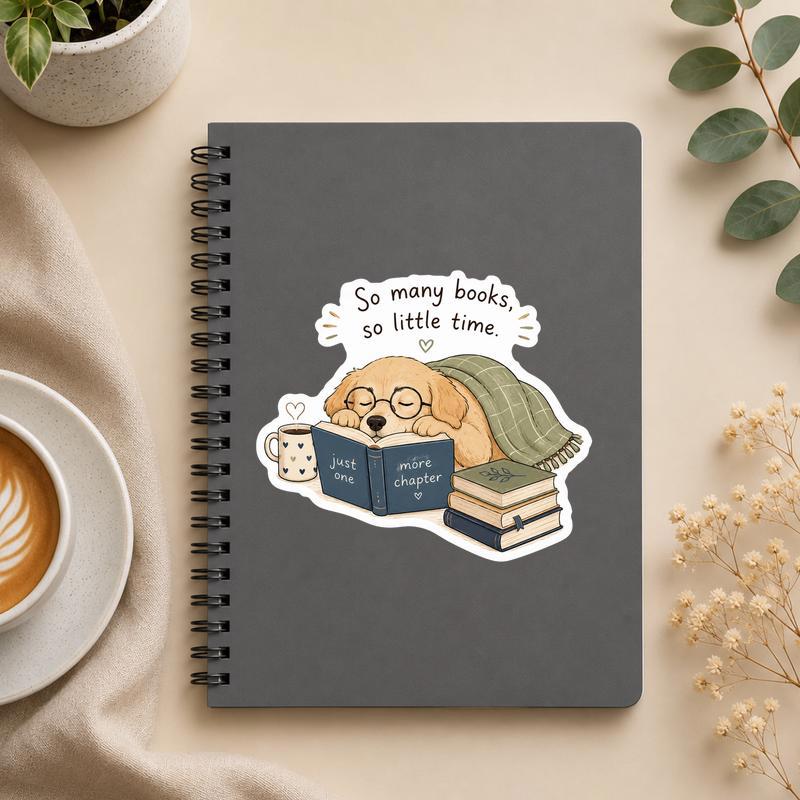 So Many Books, So Little Time - Dog And Book Lover Sticker - Bookorys