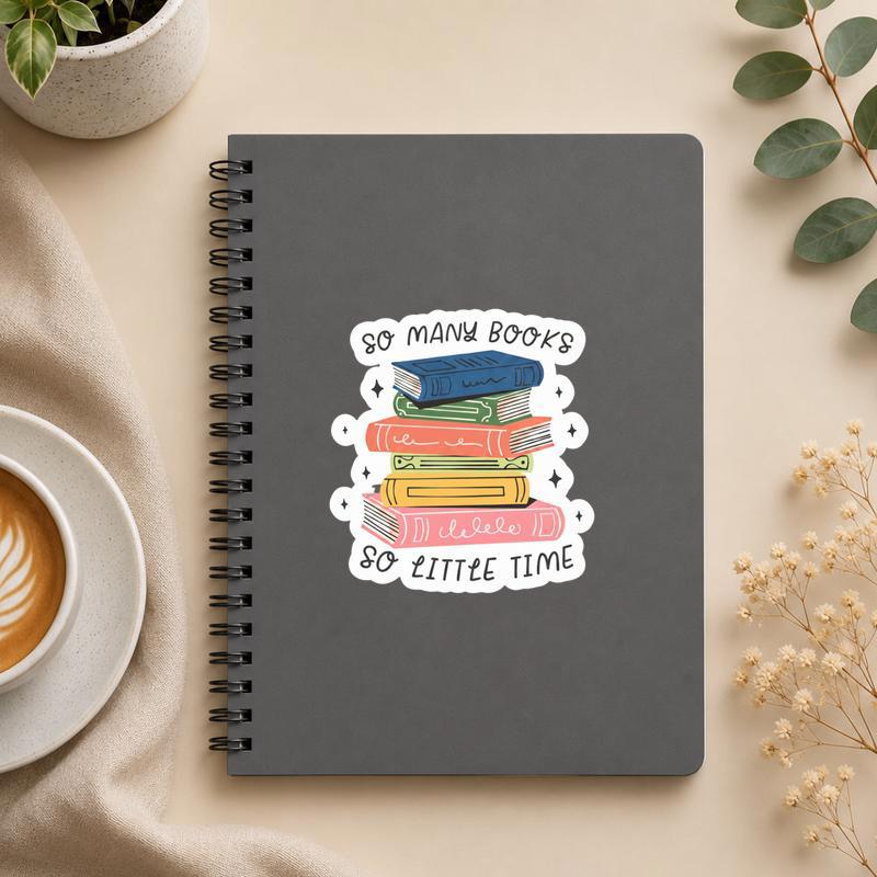 So Many Books So Little Time Sticker - Cute Pastel Book Stack - Bookorys