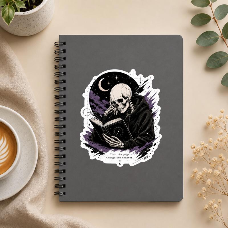 Turn The Page Change The Chapter - Gothic Reader Sticker - Bookorys