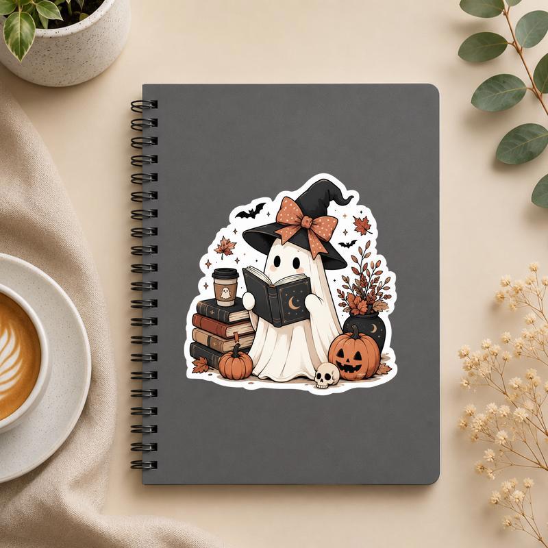 Witchy Ghost Reader - Cozy Halloween Book Club Sticker - Bookorys