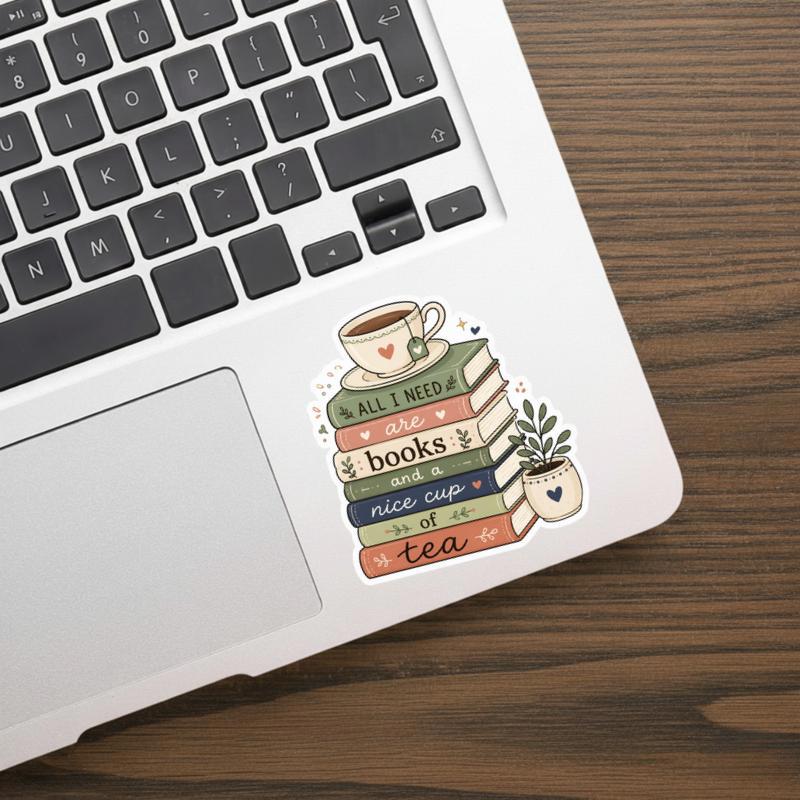 All I Need Are Books And A Nice Cup Of Tea Sticker