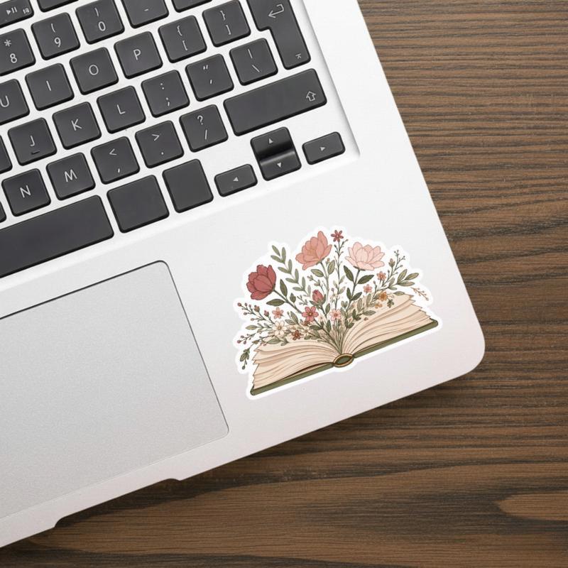 Blooming Pages - Floral Open Book Aesthetic Sticker