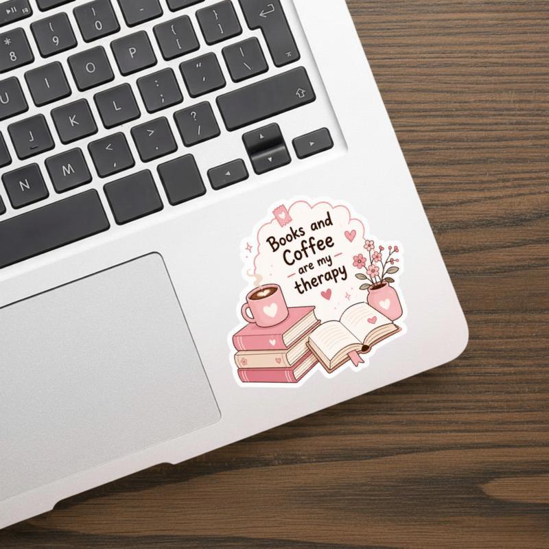 Books And Coffee Are My Therapy - Trendy Quote For Reader Sticker