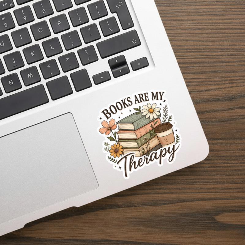 Books Are My Therapy - Cozy Floral Reader Sticker