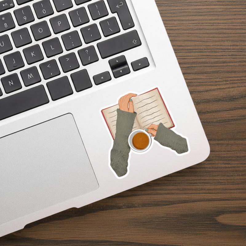 Cozy Reading Ritual - Coffee And Book Sticker Cozy Reading Ritual - Coffee And Book Sticker
