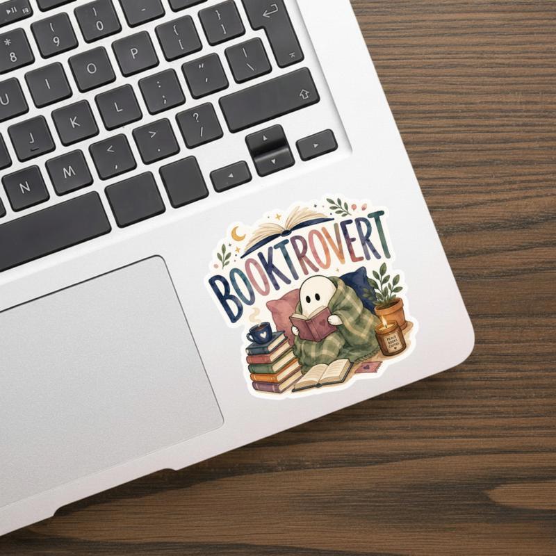 Cute Ghost Reading Books - Introvert Book Lover Sticker