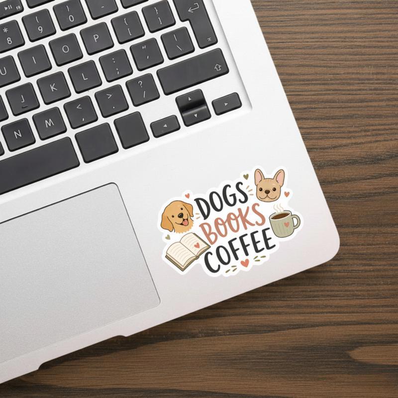 Dogs Books Coffee - Reader Essentials Sticker