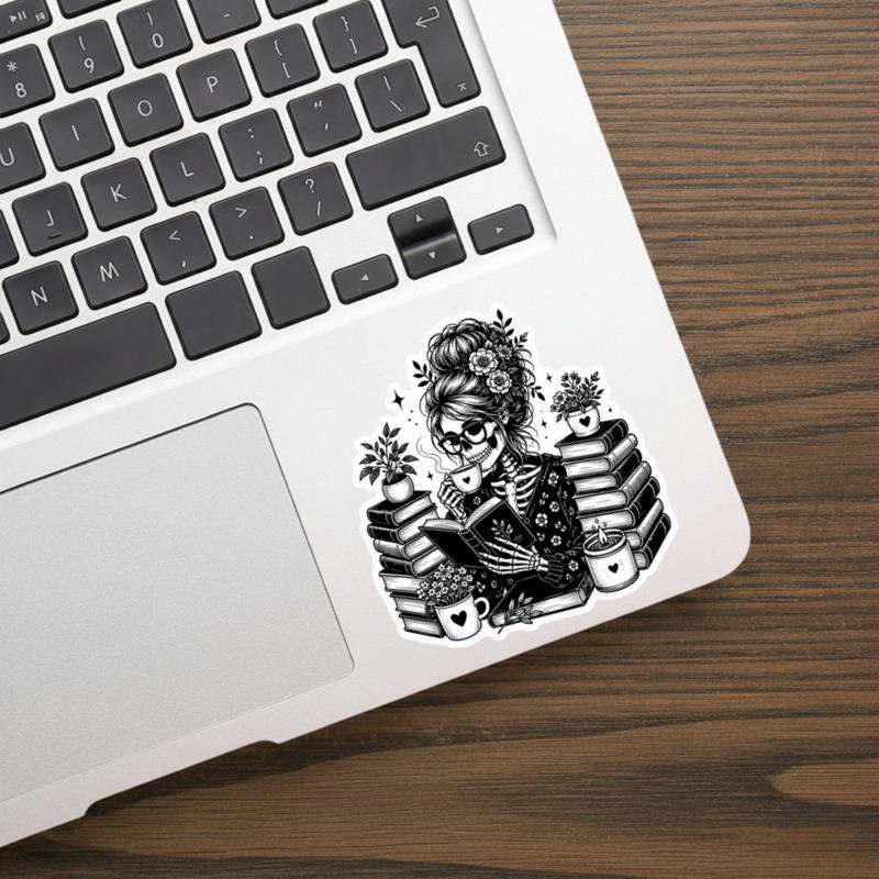 Floral Skeleton Book Club - Funny Reader Aesthetic Sticker