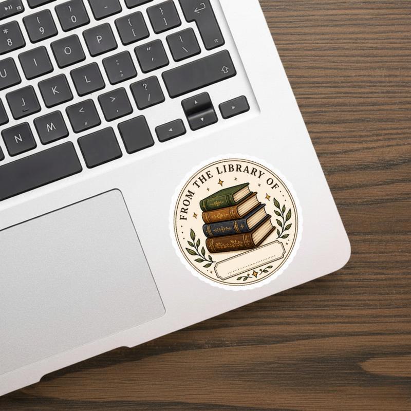 From The Library Of - Antique Book Stack Sticker