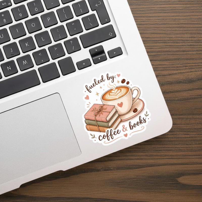 Fueled By Coffee And Books - Book Lover Sticker Fueled By Coffee And Books - Book Lover Sticker