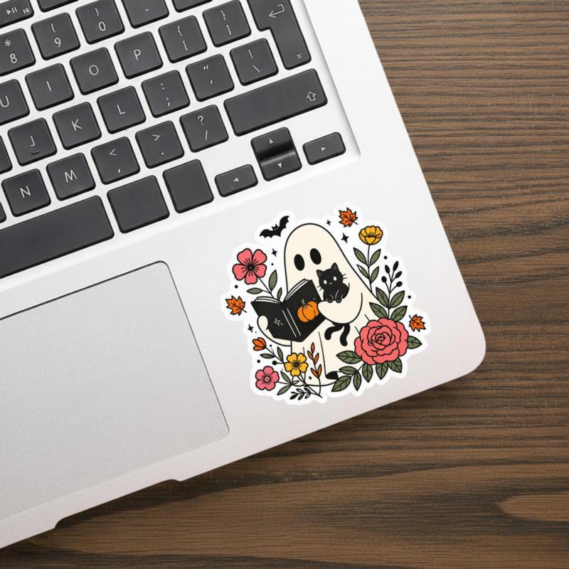 Ghost Reader Garden - Cozy Autumn Book Vibes Sticker Ghost Reader Garden - Cozy Autumn Book Vibes Sticker