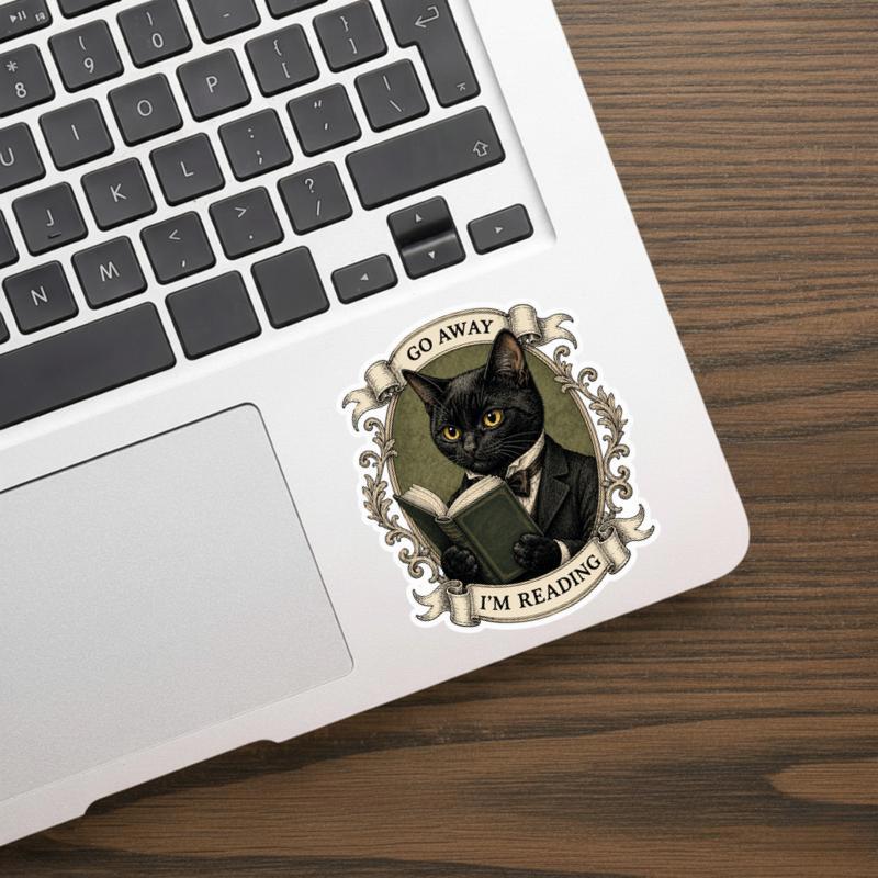 Go Away, I’m Reading - Vintage Black Cat Introvert Reader Sticker