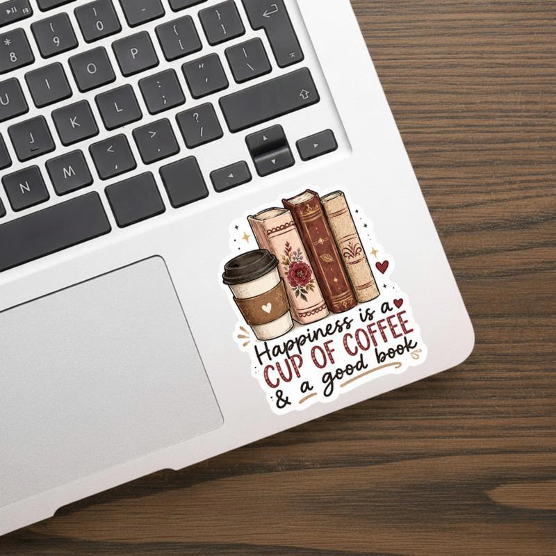 Happiness Is A Cup Of Coffee And A Good Book Sticker