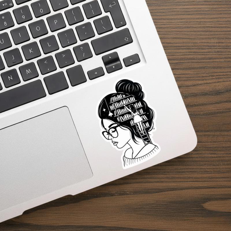 Her Mind Is A Library - Reader Girl Sticker Her Mind Is A Library - Reader Girl Sticker