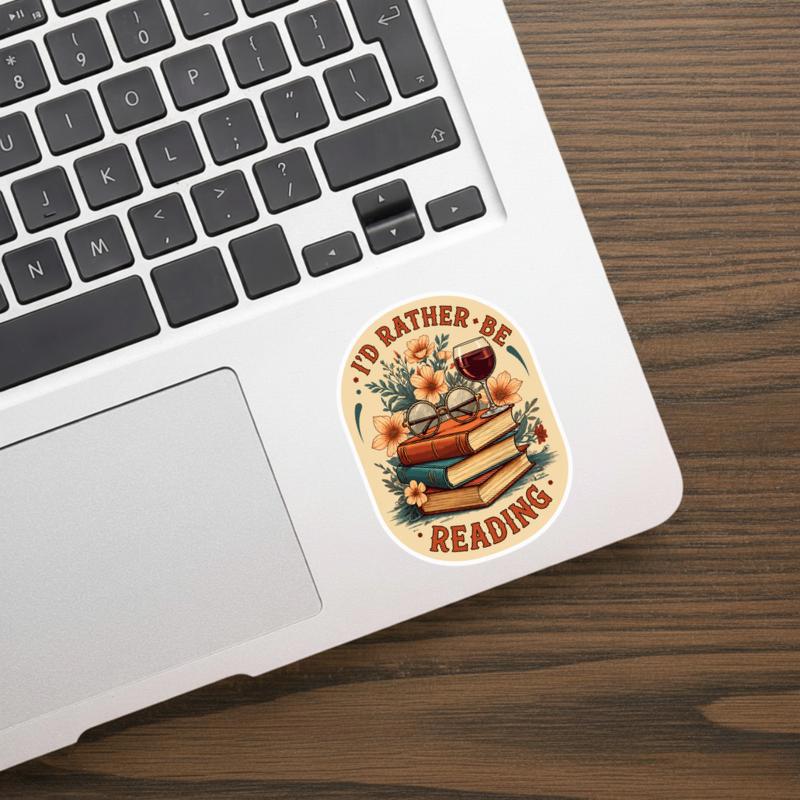 I’d Rather Be Reading - Vintage Book Lover Aesthetic Sticker