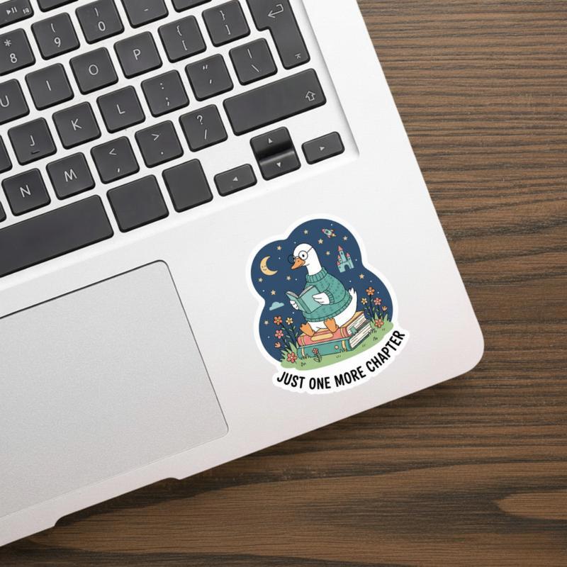 Just One More Chapter - Cozy Goose Reading Night Sticker