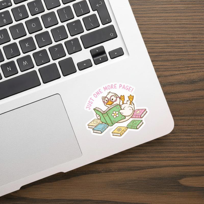 Just One More Page - Cute Duck Reading Sticker
