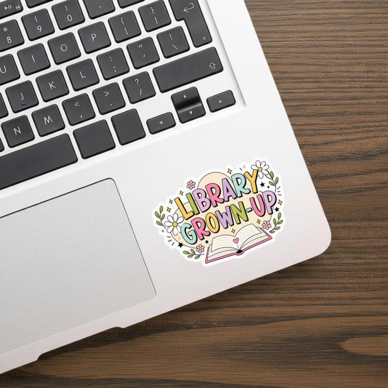 Library Grown Up Sticker - Cute Retro Book Lover Decal