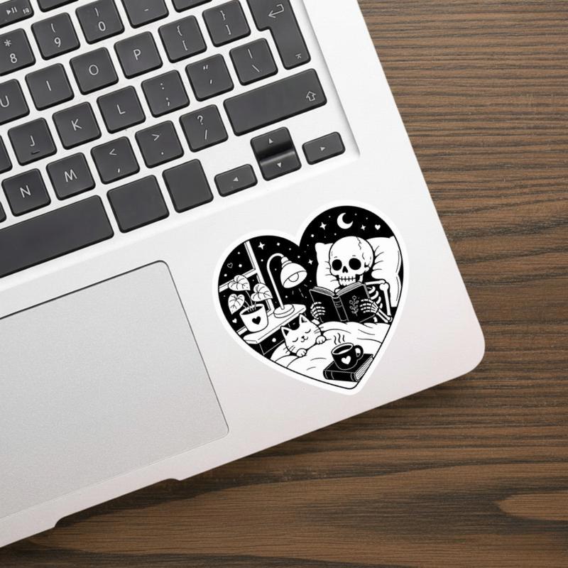 Midnight Reader Club - Cozy Skeleton Book Nook Sticker