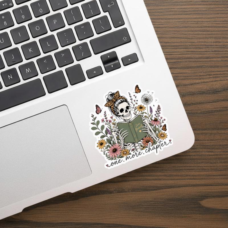 One More Chapter - Gothic Floral Skeleton Reader Sticker One More Chapter - Gothic Floral Skeleton Reader Sticker