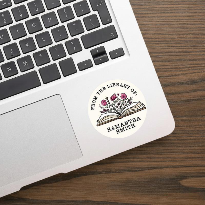 Personalized Floral Library Sticker - Gift For Book Lovers