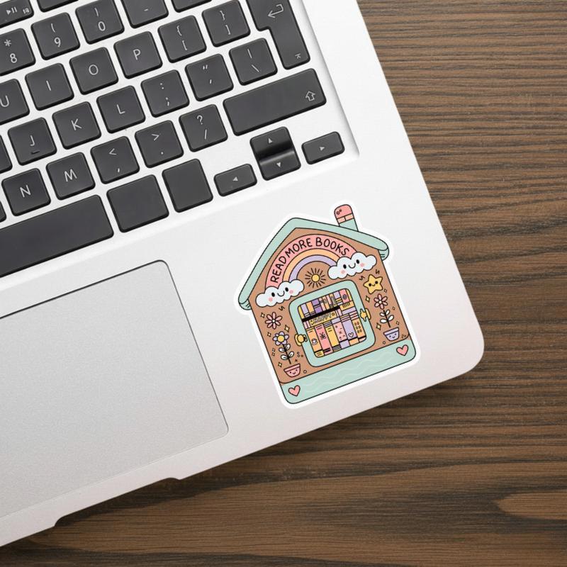 Read More Books Sticker - Cute Pastel Library House Decal