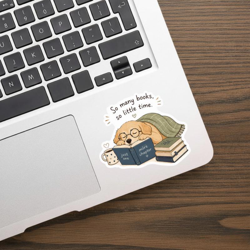 So Many Books, So Little Time - Dog And Book Lover Sticker