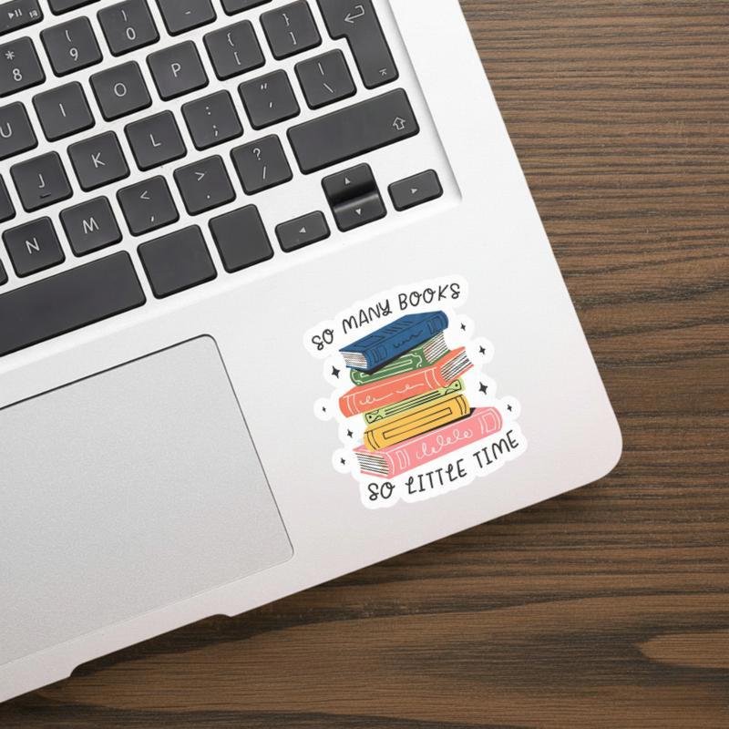 So Many Books So Little Time Sticker - Cute Pastel Book Stack