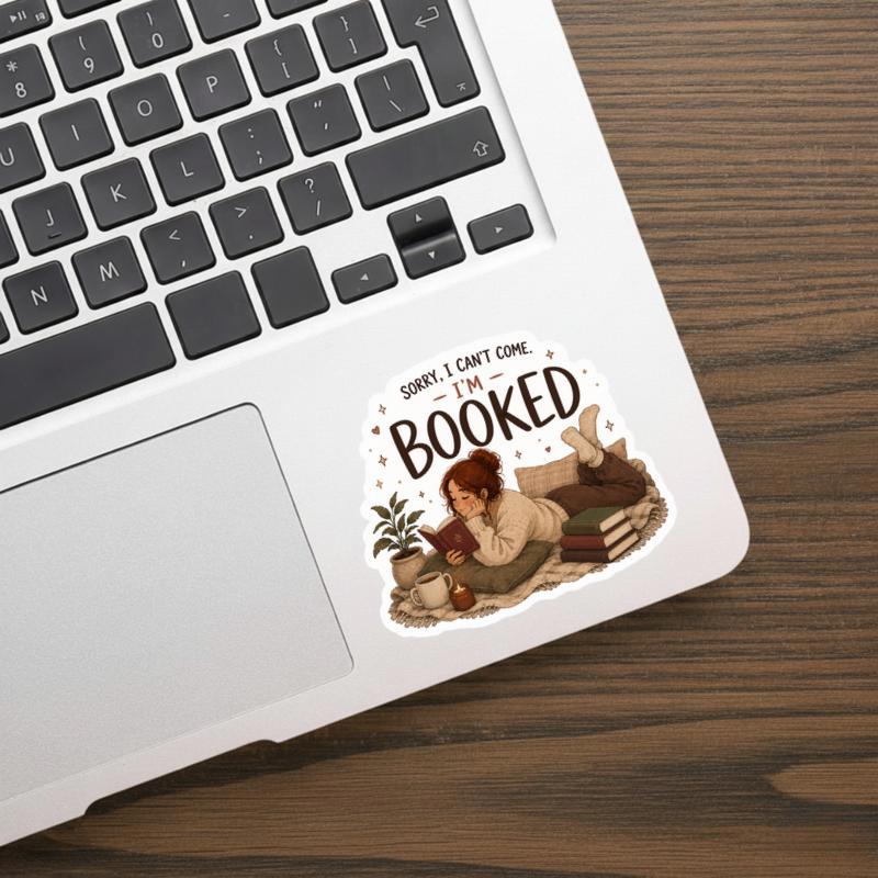 Sorry I Can’t Come, I’m Booked - Introvert Girl Sticker Sorry I Can’t Come, I’m Booked - Introvert Girl Sticker