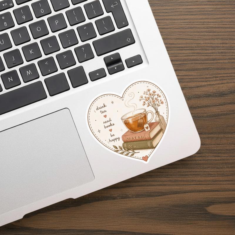 Tea Lover Bookworm - Soft Reading Vibes Sticker Tea Lover Bookworm - Soft Reading Vibes Sticker