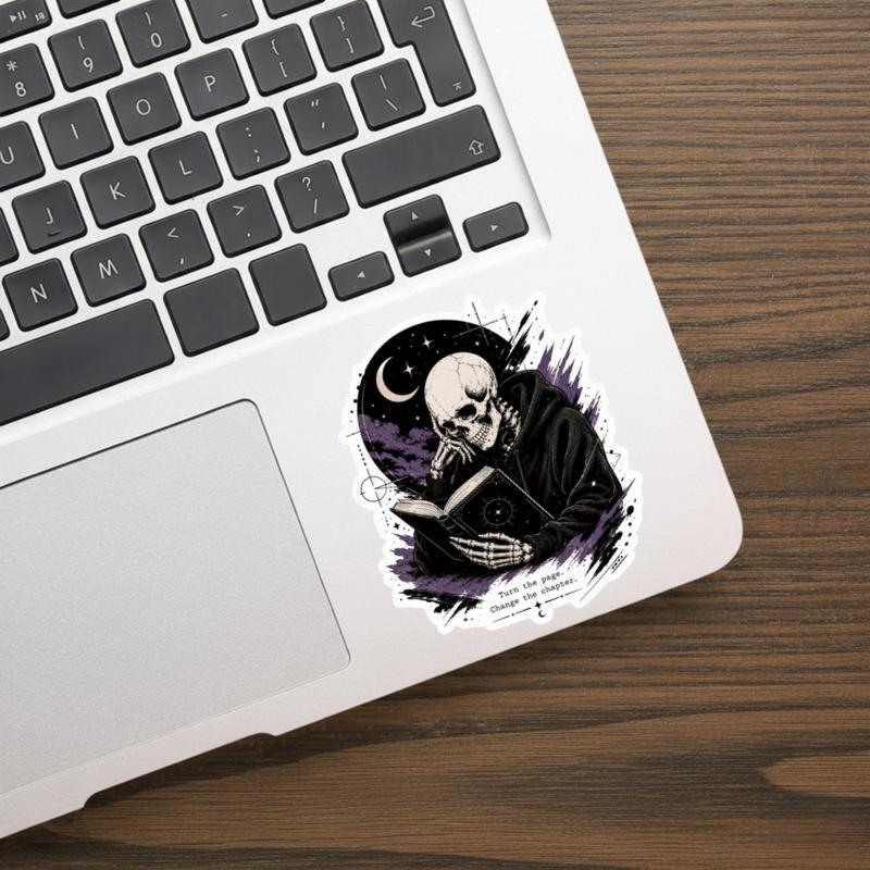 Turn The Page Change The Chapter - Gothic Reader Sticker Turn The Page Change The Chapter - Gothic Reader Sticker