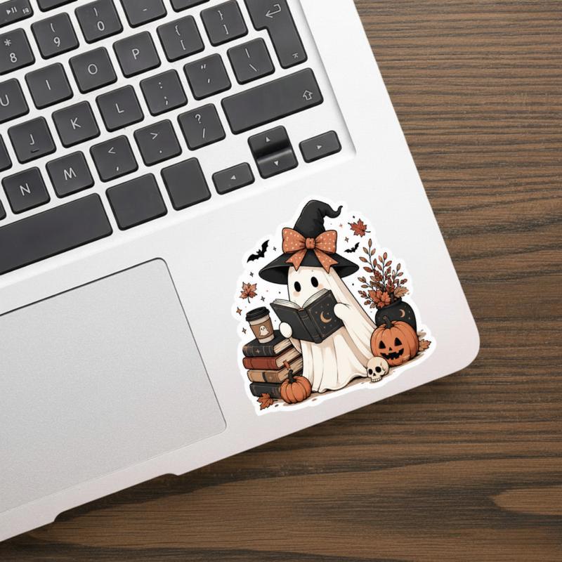 Witchy Ghost Reader - Cozy Halloween Book Club Sticker