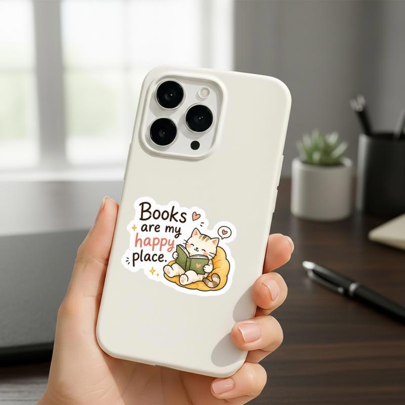 Books Are My Happy Place - Cute Reading Cat Sticker