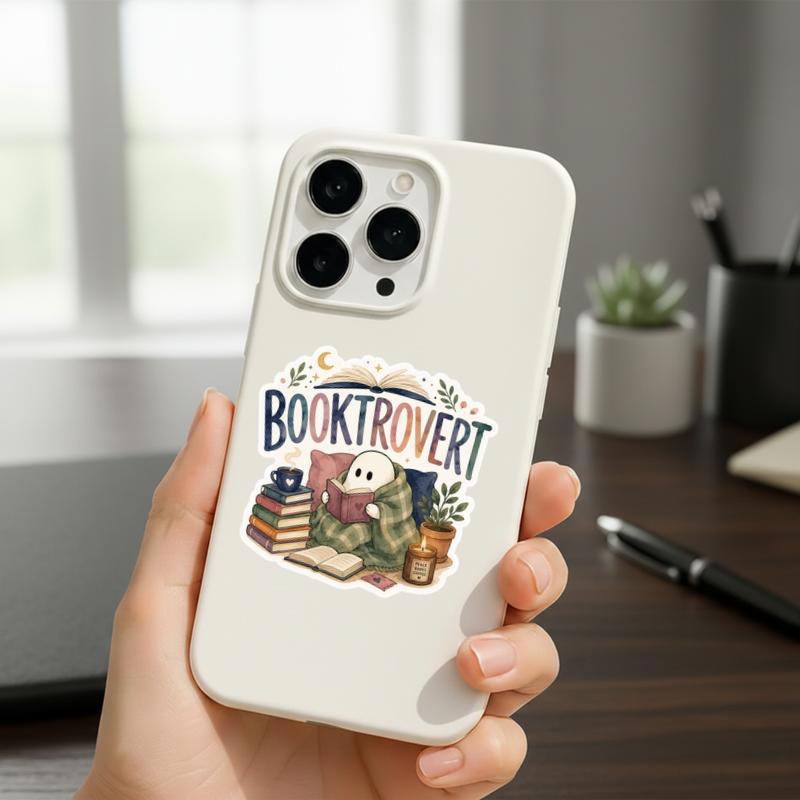Cute Ghost Reading Books - Introvert Book Lover Sticker