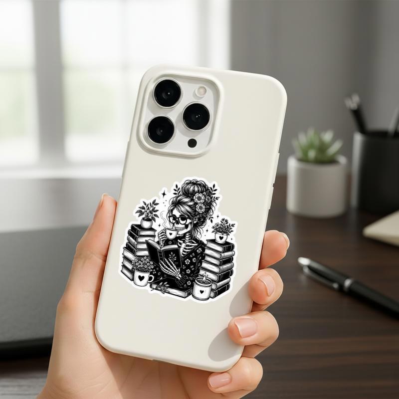 Floral Skeleton Book Club - Funny Reader Aesthetic Sticker