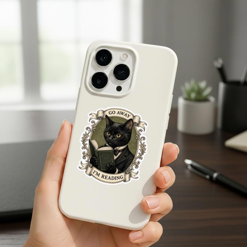 Go Away, I’m Reading - Vintage Black Cat Introvert Reader Sticker