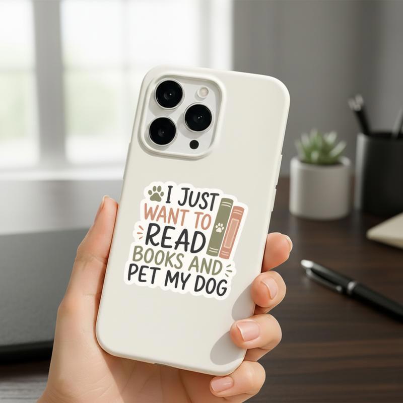 I Just Want To Read Books And Pet My Dog - Funny Bookworm Sticker