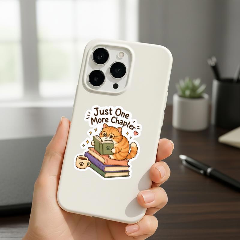 Just One More Chapter - Cute Orange Cat Sticker