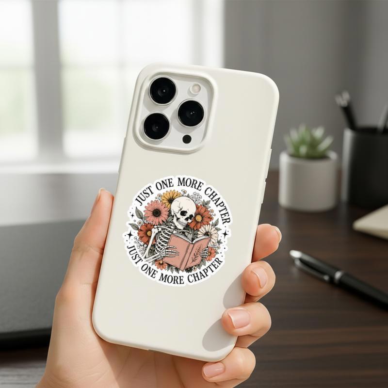 Just One More Chapter - Floral Skeleton Reader Sticker Just One More Chapter - Floral Skeleton Reader Sticker