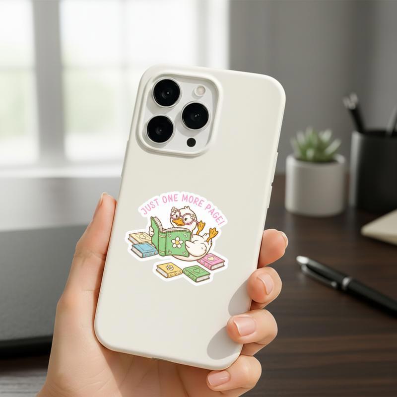 Just One More Page - Cute Duck Reading Sticker