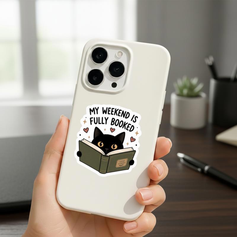 My Weekend Is Fully Booked - Introvert Cat Book Lover Sticker My Weekend Is Fully Booked - Introvert Cat Book Lover Sticker