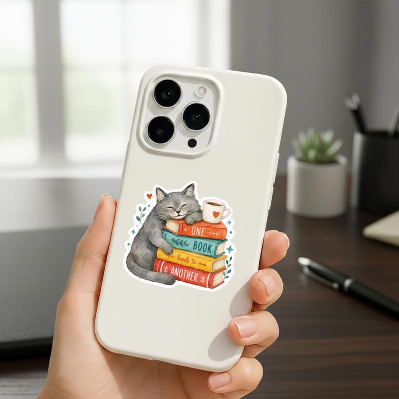 One Book Leads To Another - Cute Reading Cat Sticker
