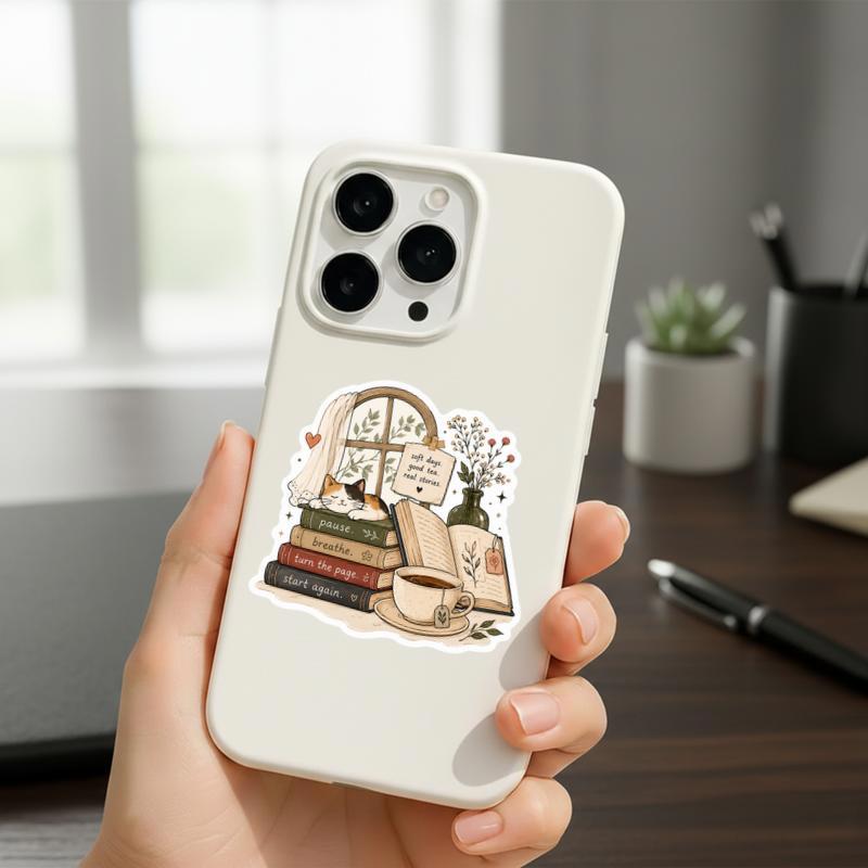 Pause Breathe, Turn The Page - Cozy Reading Life Sticker Pause Breathe, Turn The Page - Cozy Reading Life Sticker