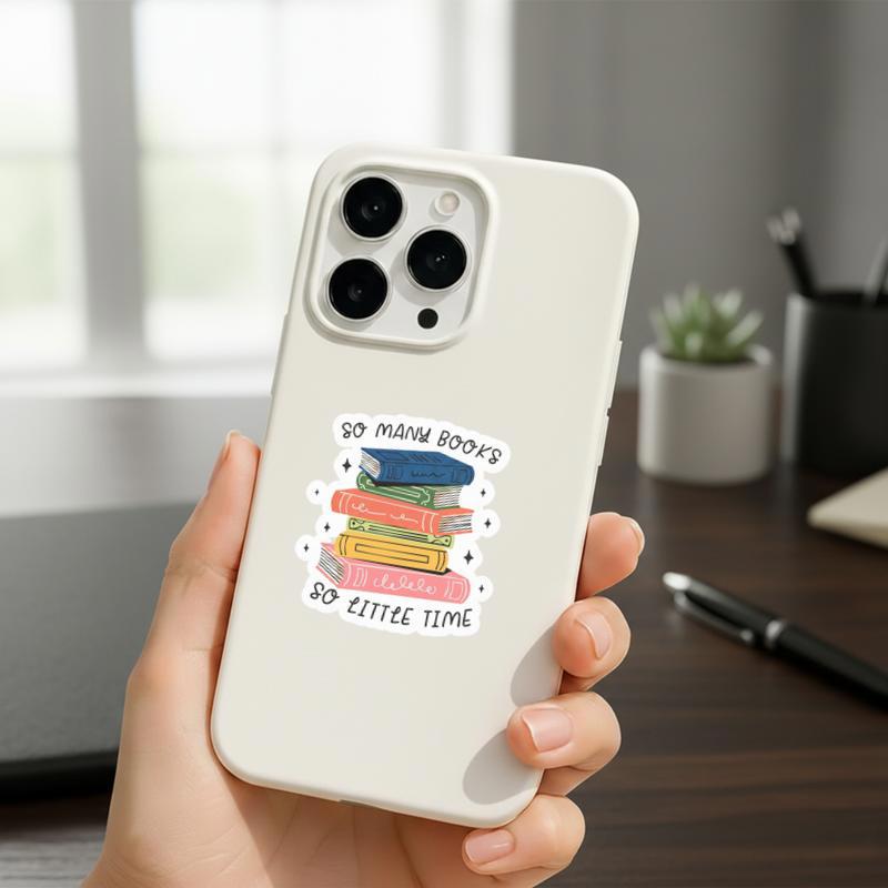So Many Books So Little Time Sticker - Cute Pastel Book Stack