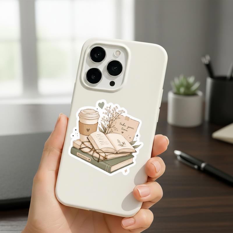 Take Your Time - Cozy Coffee And Books Art Sticker Take Your Time - Cozy Coffee And Books Art Sticker