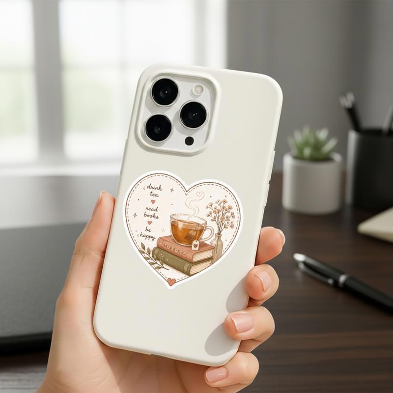 Tea Lover Bookworm - Soft Reading Vibes Sticker Tea Lover Bookworm - Soft Reading Vibes Sticker