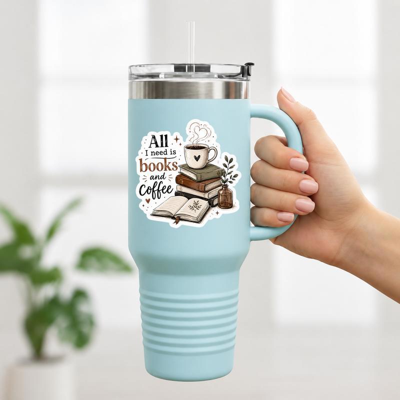 All I Need Is Books And Coffee - Book Lover Aesthetic Sticker