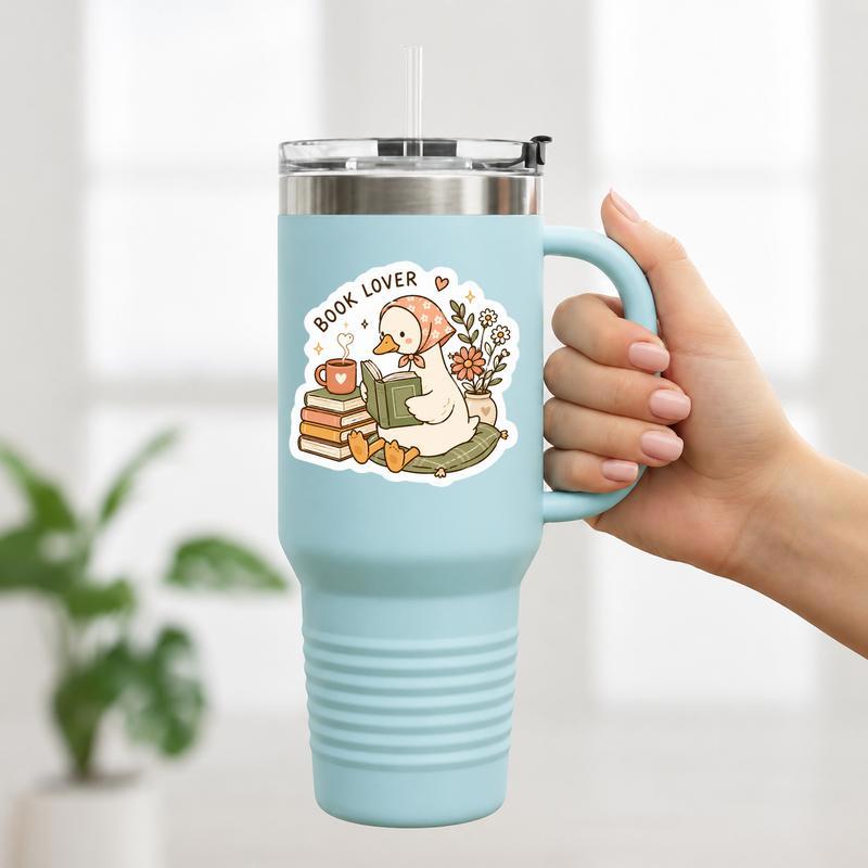 Cozy Goose Book Lover - Cute Reading Aesthetic Art Sticker
