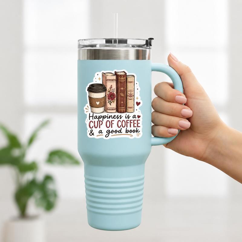 Happiness Is A Cup Of Coffee And A Good Book Sticker